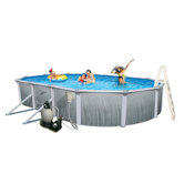 Martinique Oval 52" Deep 7" Top Rail Metal Wall Swimming Pool Package