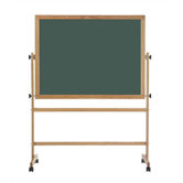 Freestanding Reversible Boards - Both sides Deluxe Steel-Rite Chalkboard - Oak Frame
