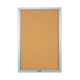 Double Pedestal Enclosed Bulletin Boards - Satin Aluminum Frame