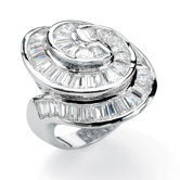 Silvertone Cubic Zirconia Concentric Ring