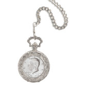 Silvertone JFK Coin Pocket Watch