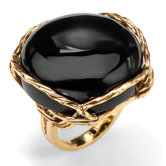 Gold Plated Onyx Cabochon Ring
