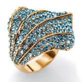 Goldtone Aquamarine Colored Crystal Ring