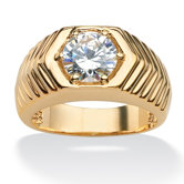 Gold Plated Round Cubic Zirconia Ring
