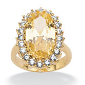 Gold Plated Canary Yellow and White Cubic Zirconia Ring