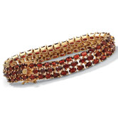 14k Gold Plated Triple-Row Garnet Tennis Bracelet