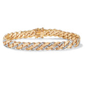 14k Gold Plated Men's Diamond Accent Curb Bracelet