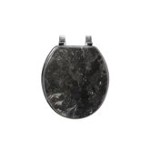 Marbleized Molded Wood Toilet Seat in Black