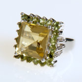 Sterling Silver Lemon Topaz and Peridot Ring