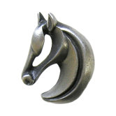 Curiosities Gelding Cabinet Knob in Distressed Satin Pewter