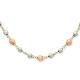 14K Tri-Color Fancy Mirror Beaded Necklace - 18 Inch- Spring Ring
