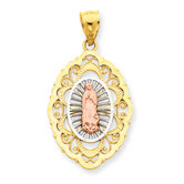 14k Tri-color Our Lady of Guadalupe Pendant- Measures 33.5x18mm