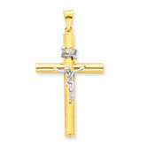 14k Two-tone INRI Crucifix Pendant- Measures 46.6x24.9mm
