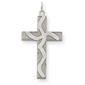 14k White Gold Laser Designed Cross Pendant
