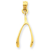 14k Wishbone Pendant- Measures 25x9.4mm