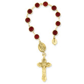 Gold-tone Decade Hand Rosary Necklace - 12 Inch