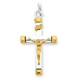 Sterling Silver and 18k Gold -plated Crucifix Pendant