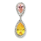 Sterling Silver Yellow and Pink CZ Pendant