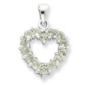 Sterling Silver Rhodium Green Amethyst Pendant