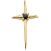 14k Yellow Gold Cross PendantWith Sapphire 17.75x1mm
