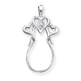Sterling Silver Three Heart Charm Holder