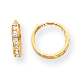 14k Hinged CZ Hoop Childrens Earrings
