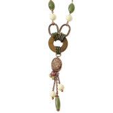 Copper-tone Jade Amethyst Tan Bead Brwn Iris Disc