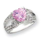Sterling Silver 0.39" Heart Cut Cubic Zirconia Ring