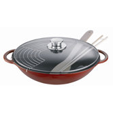Rustika 44cm Stainless Steel Wok in Black with Lid