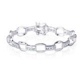 One of a Kind Design Princess Cut Gemstone Bracelet in Sterling Silver