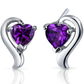 Cupids Harmony 1.50 Carats Gemstone Heart Shape Earrings in Sterling Silver