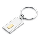 Distinguished Signature Surgical Stainless Steel Rectangular High Polished Finish Key Ring for Men with Gold