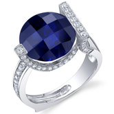 Artistic 7.00 Carats Checkerboard Round Cut Ring in Sterling Silver