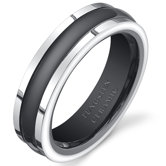 Tungsten Ceramic Two-Tone Rounded Center Wedding Band