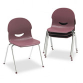 IQ Plastic Stack Chair, Wine, Chrome Frame, Four/Carton