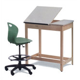 Natural Wood Drafting Table