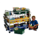 Deluxe Library Book Browser Cart with Tubs and Display Racks