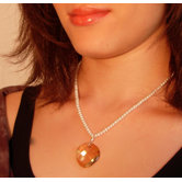 Sterling Silver Freshwater Pearl & Swarovski Crystal" Golden Moon" Necklace