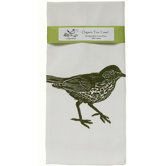 Organic Wood Thrush Block Print Tea Towel