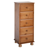 45cm Kommode "Sheraton" aus Kiefer mit 5 Schubladen