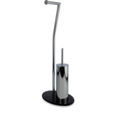 Stand and Push Toilet Paper Holder in Stainless Steel / Black