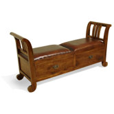 Campaign Teak and Leather  Kartini Double Bench