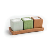 3 Square Candles and Terra Cotta Candleholder