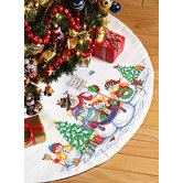 Snow Folks Tree Skirt Christmas Cross Stitch
