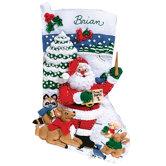 Sing Along With Santa Felt Stocking Cross Stitch