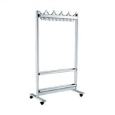 Mobile Aluminum Coat Rack with 28 Hooks and Optional Umbrella Stand