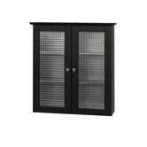 Chesterfield Wall Cabinet with Two Glass Doors in Dark Espresso