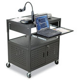 Height-Adjustable Steel FDB AV Cart in Black