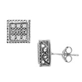 Diamond Square Stud Earrings