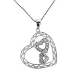 Sterling Silver and Gold Plated Diamond Accent Triple Heart Necklace
